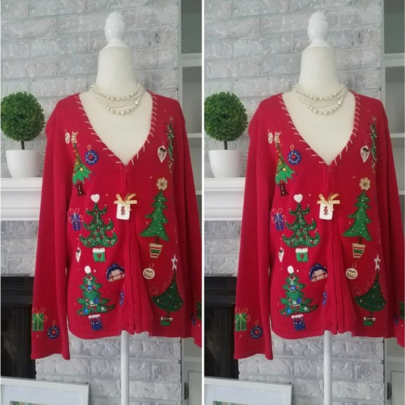 Rare vintage 1980s ugly Christmas sweater cardigan - Picture 3 of 8